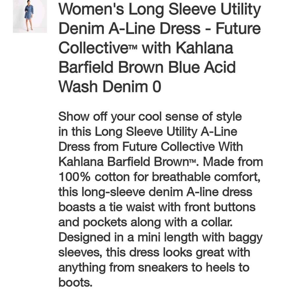 Future Collective with Kahlana Barfield Brown Long Sleeve Utility Denim Dress - Picture 4 of 16